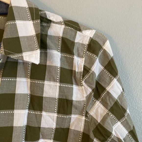 Talbots Women’s Blouse Size Small Petite Cotton Grey Brown Check - Picture 2 of 7